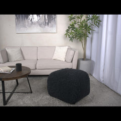 Nova Microfiber Square Pouf, Dark Charcoal