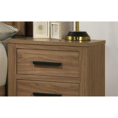 Transitional Style 1pc Nightstand Metal Slide Glide English Dovetail Drawers Bar Handles Walnut Finish Bedroom Furniture