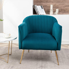 Modern Velvet Accent Chair with Metal Legs, Wood Frame Slipper Armchair, Trendy Leisure Side Chair for Living Room Bedroom Entryway