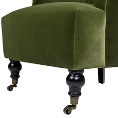 Eden 30" Pleated Sock Arm Accent Armchair, Olive Green Performance Velvet