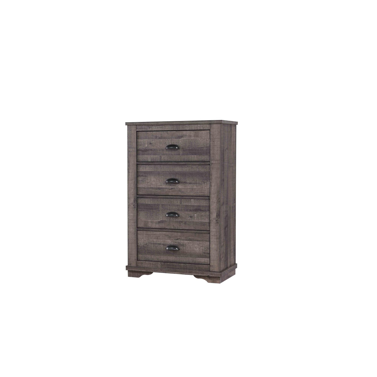 1pc Contemporary Four Drawers Chest Bed Side Cabinet Wooden Furniture Rustic Gray Color