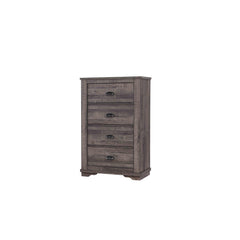 1pc Contemporary Four Drawers Chest Bed Side Cabinet Wooden Furniture Rustic Gray Color