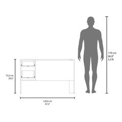 Hades Modern Office Desk with Two Drawers and Side Storage, Compact Computer Workstation for Home Office or Study Room