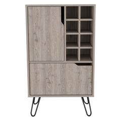 EDEN Bar Single Door Cabinet, Eight Built-in Wine Rack, Four Legs, Light Gray