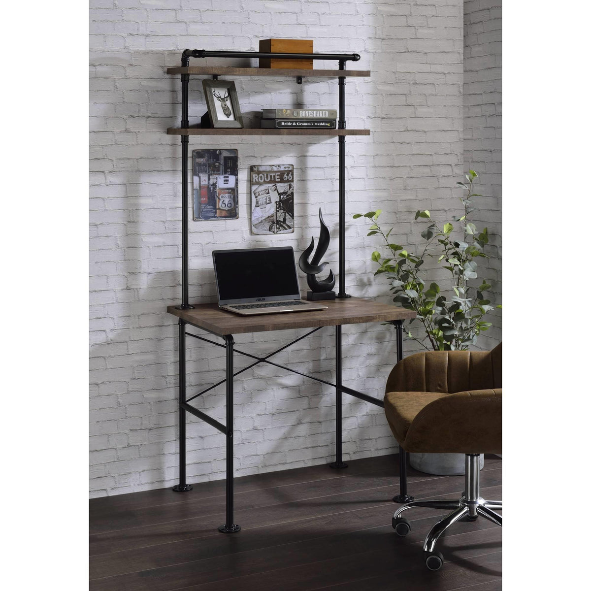 Nirvana Rustic Oak & Black Finish Writing Desk