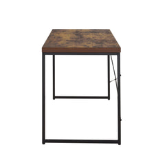 Museum Weathered Oak & Black Finish Writing Desk/Dressing Table/Game Table/Small Dining Table w/ Metal Legs