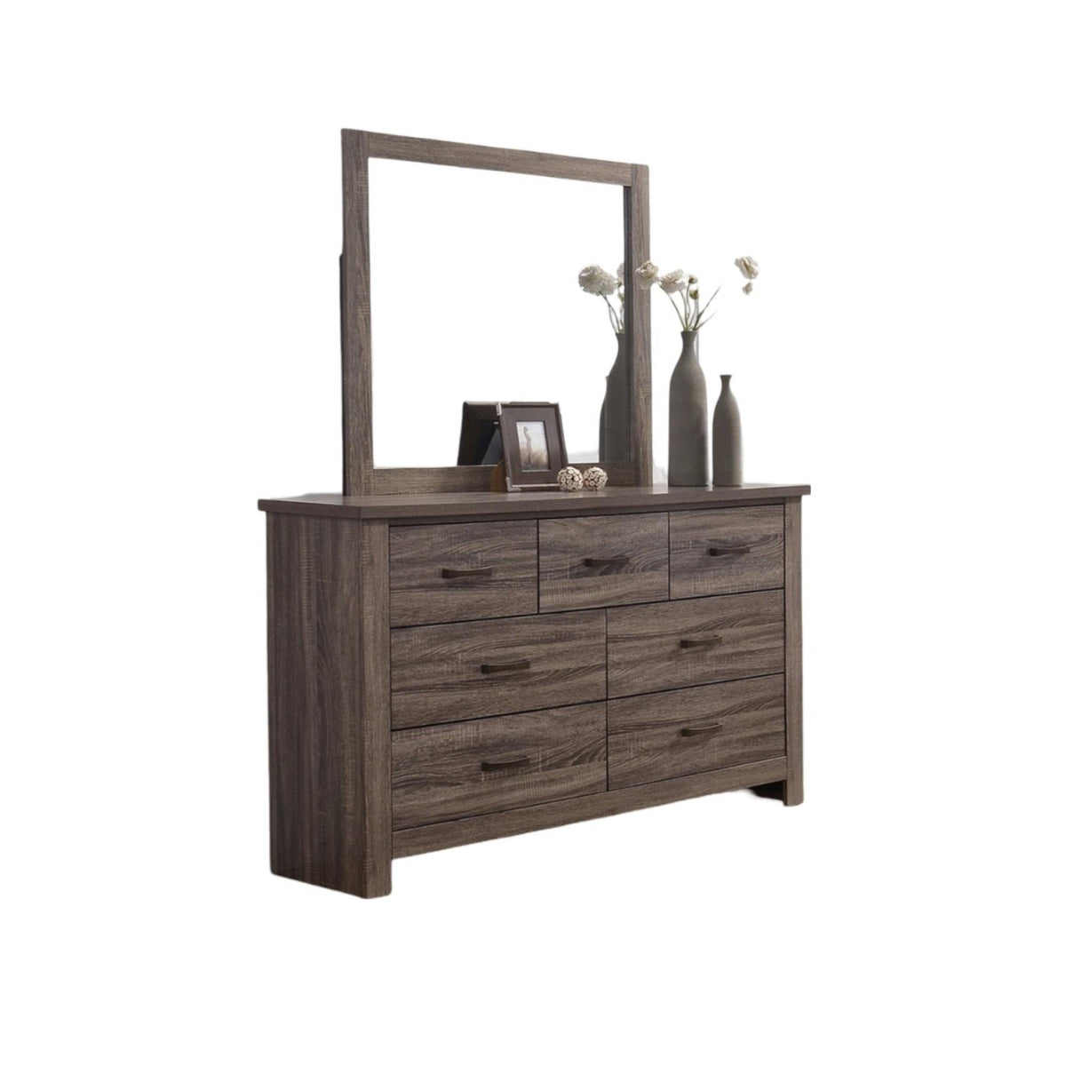 Natural Finish Striking Wooden 1pc Dresser Drawers Storage bedroom Furniture