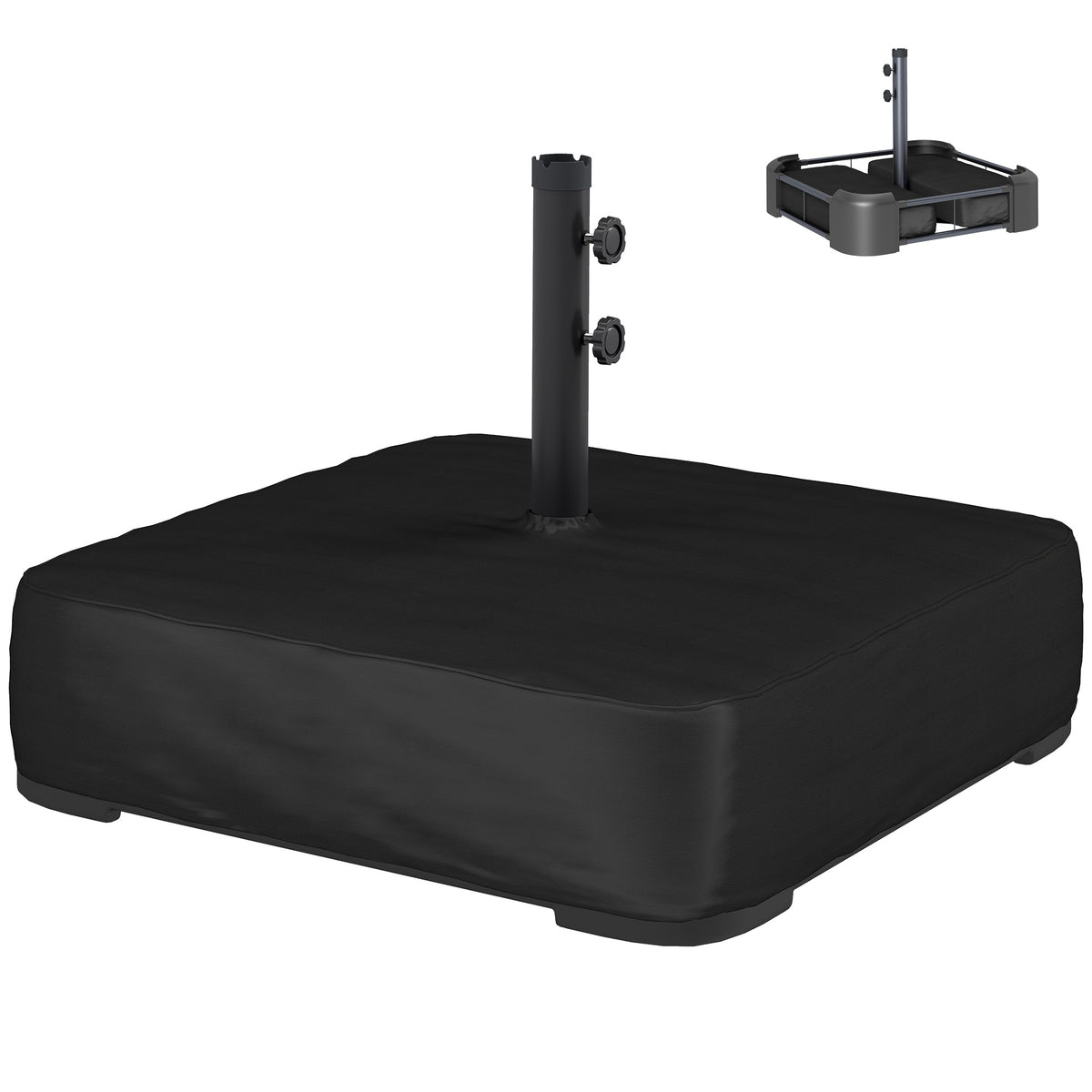 Garden Parasol Base 176 lbs Sand Filled Heavy Duty Stand for Cantilever Umbrellas and 1.9" Poles Black