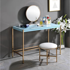 Neptune Baby Blue & Gold Finish Writing Desk W/USB