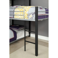 Unique Triple Twin Decker Bed Contemporary Style Full Metal Construction Two Ladders And Guard Rails sand Black Finish
