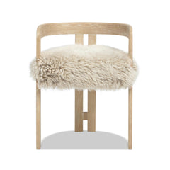 Zeus 21" Low Back Genuine Fur Dining Chair, Natural Blonde Genuine Fur
