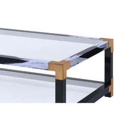 Mercury Clear Glass & White Brushed Finish Coffee Table
