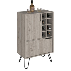 EDEN Bar Cabinet Silhill, Eight Wine Cubbies, Two Cabinets With Single Door, Light Gray Finish
