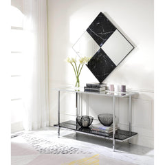 Zeus Mirrored Faux Marble & Chrome Console Table