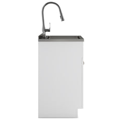 Log - 24" Laundry Cabinet with Faucet and Stainless Steel Sink - White