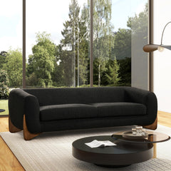Vista 90.5" Sherpa Sofa, Ebony Black Boucle