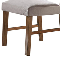 Legend 25 Inch Set of 2 Side Dining Chairs, Tufted Gray Polyester, Brown