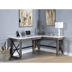Pinnacle Marble Top Weathered Gray Finish Writing Desk with Lift Top