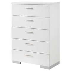 Poem White High Gloss 5-drawer Bedroom Chest