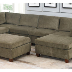 Contemporary 1pc Armless Chair Tan Color Chenille Fabric Modular Corner wedge Sofa Living Room Furniture