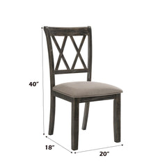 Hades II Beige Fabric & Weathered Gray Finish Side Chair (Set of 2)