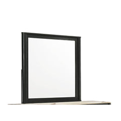 Mars Modern Beveled Bedroom Mirror with Deep Frame Profile in Black (Includes Mirror Only - Dresser Not Included)
