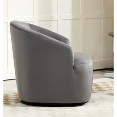 361 Degree Swivel Barrel Accent Chair, Velvet Upholstered Curved Armchair, Fully Assembled Contemporary Leisure Chair for Living Room Bedroom Office