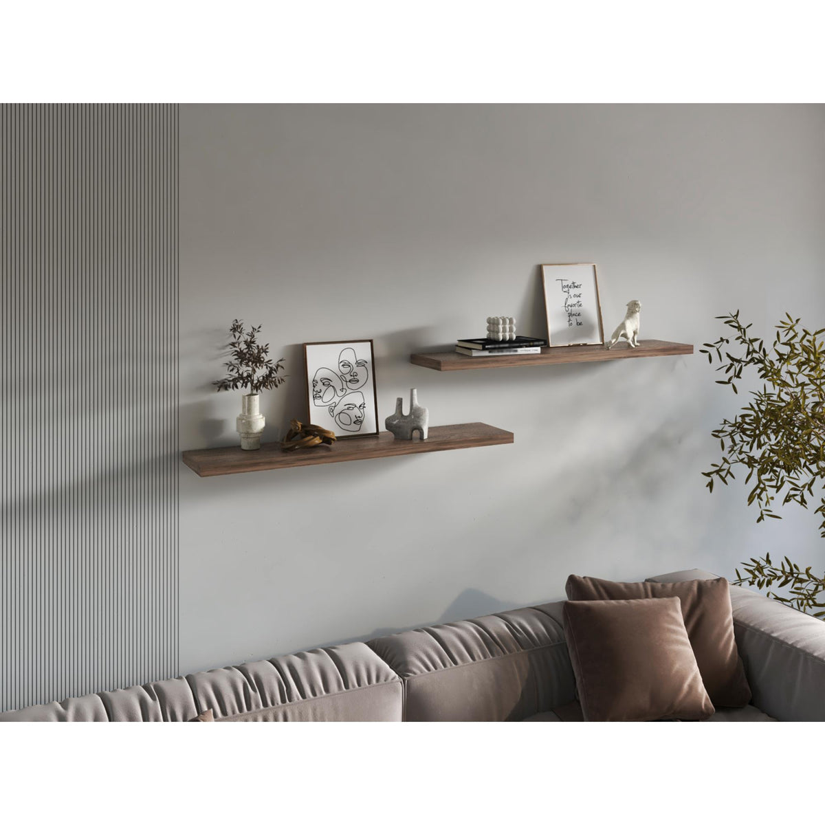 Demeter 1.5" H, 2 Shelves, Dark Brown - Living Room