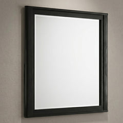 Mars Modern Beveled Bedroom Mirror with Deep Frame Profile in Black (Includes Mirror Only - Dresser Not Included)