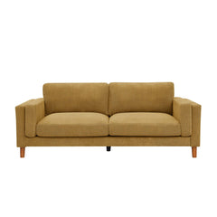 Corduroy Upholstered Square Arm Sofa with Wooden Legs
