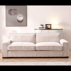 Odysseus Corduroy Sofa with Sleek Design, Spacious and Comfortable 3 Seater Couch for Modern Living Room, Ideal for Entertainment and Cozy Moments, Large, Beige