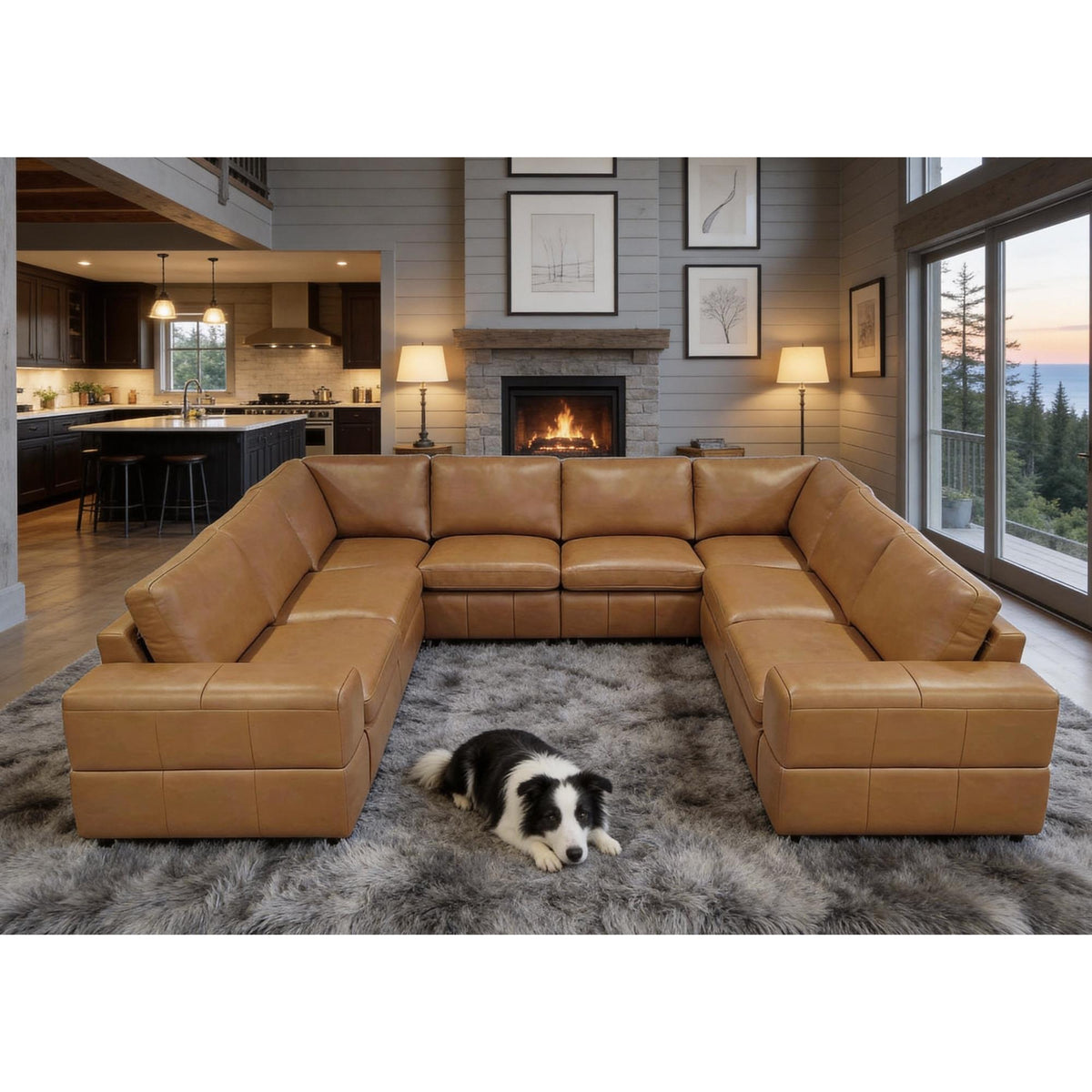 Large Arm Leather Match Upholstery Modular Sectional