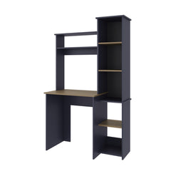 Desk 64" H, 7 Shelves, Alby Blue / Natural Oak - Home Office