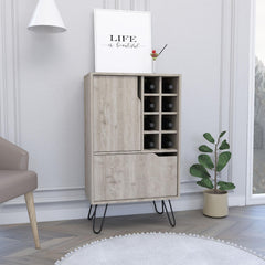 EDEN Bar Cabinet Silhill, Eight Wine Cubbies, Two Cabinets With Single Door, Light Gray Finish