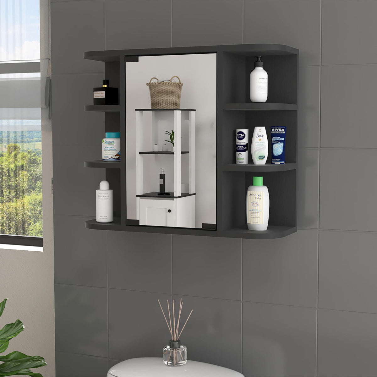 Polyxena 6-Shelf Medicine Cabinet with Mirorr Wenge