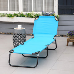Folding Chaise Lounge Pool Chairs, Outdoor Sun Tanning Chairs with 5-Level Reclining Back, Steel Frame for Beach, Yard, Patio, Sky Blue
