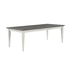 Sanctuary Rustic Gray & Weathered White Finish Dining Table W/Leaf