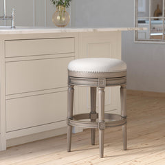31"H Backless Swivel Bar Stool, Weathered Gray, 1PC