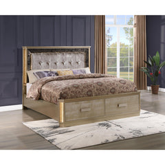 Paradise Modern style Queen Bed Made with Wood in Gold