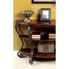 Traditional Style Brown Cherry 1pc Sofa Table Open Bottom Shelf Ornate Design Living Room Furniture