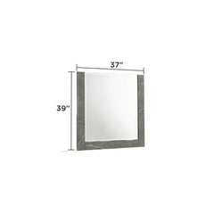 Sonata Mirror – Two-Tone High-Gloss Marble & Lacquer Frame with Large Reflective Surface and Elegant Design- Gray(Includes Mirror Only)