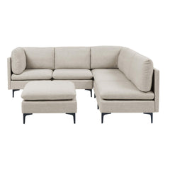 Linen Upholstered Modular Sectional with Metal Legs