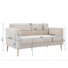 60.63" Wide Modern Corduroy Loveseat, Plush Upholstered Cushions, Solid Wood Frame, Compact Living Room and Apartment Furniture
