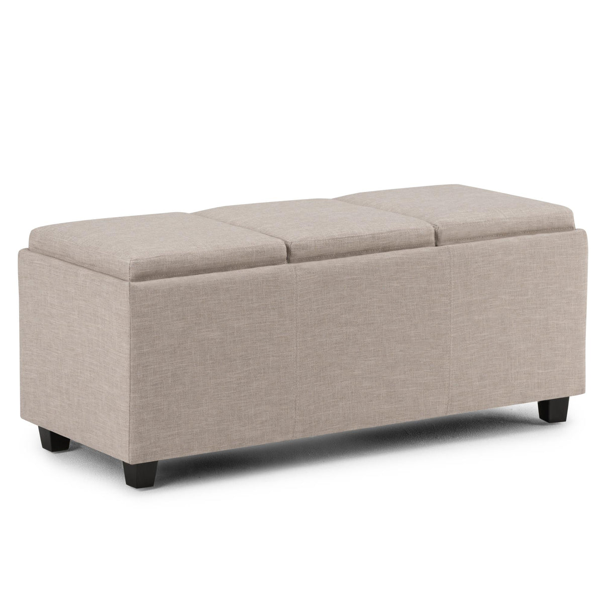 Neptune 42 inch Wide Storage Ottoman in Natural Linen Look Fabric