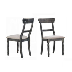 Rustic Style Gray Finish Dining Side Chairs Set of 2pcs Light Brown Upholstered Seat Wooden Dining Furniture