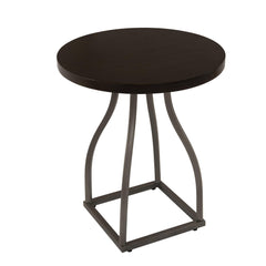 Apollo Accent Table, 20 Inch Round Wood Brown Top, Gray Metal Base