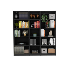 Lyric 3 Piece Home Bookcase set, 67" Wide with 15 Shelves , Living Room Set Set Black