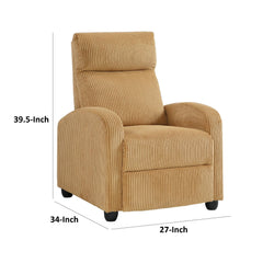 Hecuba Manual Push Back Reclining Chair with Yellow Ribbed Corduroy