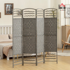 4 Panel Room Divider, Folding Screen, 5.6', Dark Gray