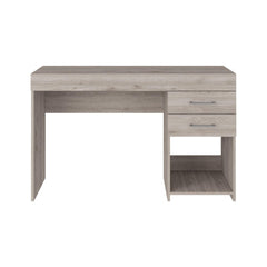 Showcase Two Drawer Computer Desk, One Lower Shelf -Light Gray